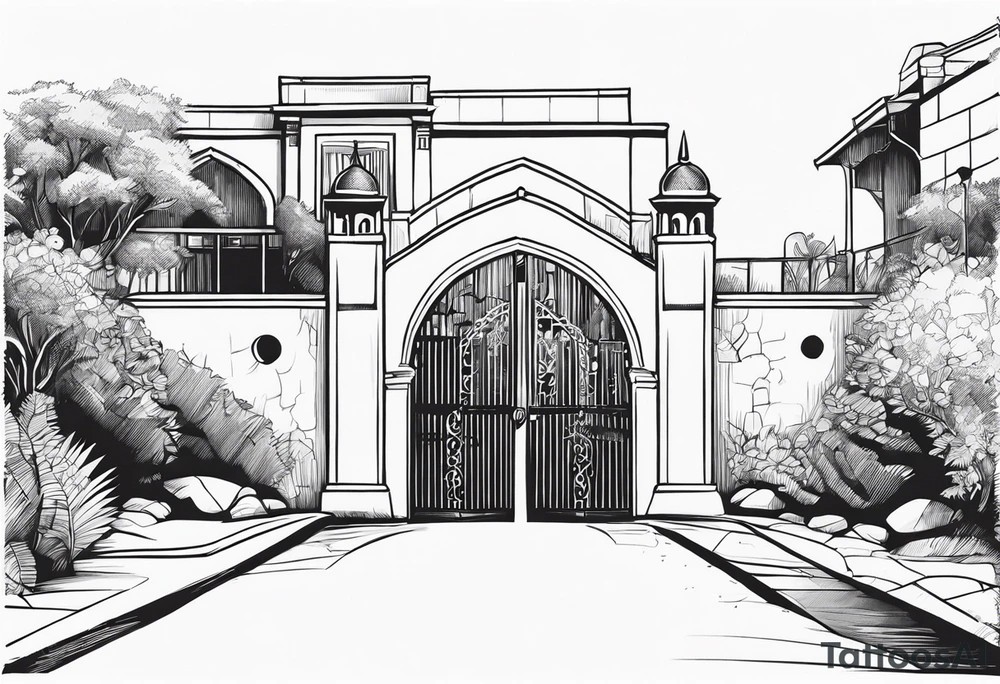 israel town gate vector tattoo idea