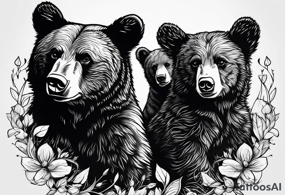 2 bear cubs playful tattoo idea