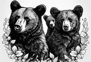 2 bear cubs playful tattoo idea