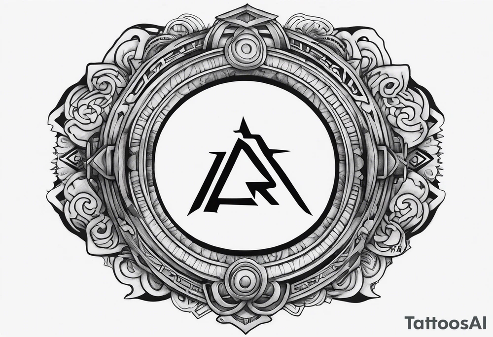 A naruto headband with the letters AR in the middle tattoo idea