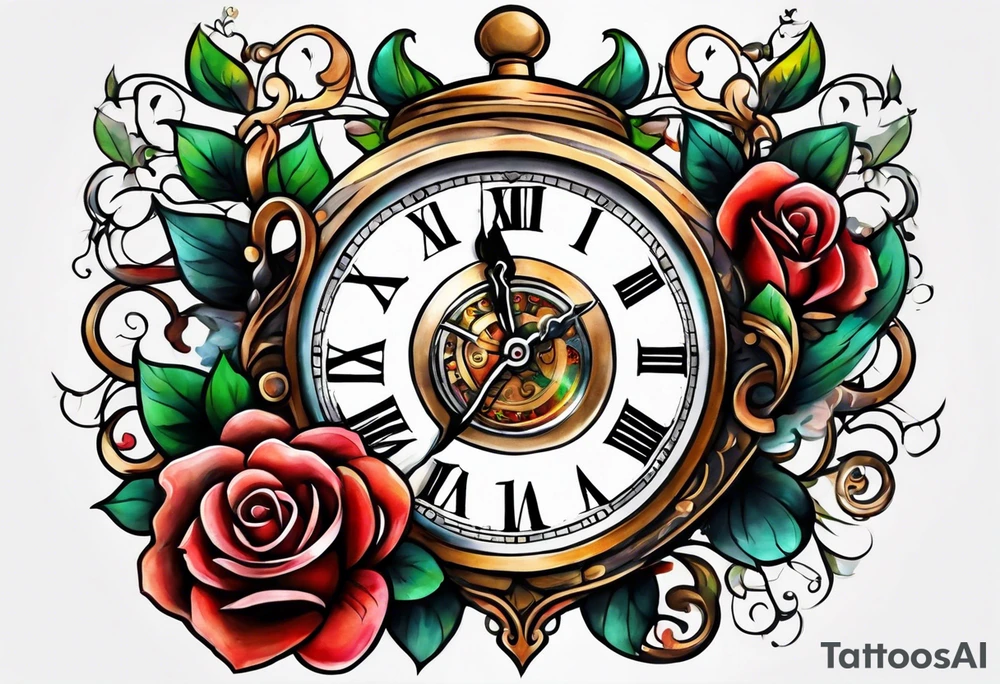 Heart with clock hands on 8 and 5 tattoo idea