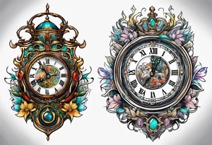 fantasy animal, clock tattoo idea
