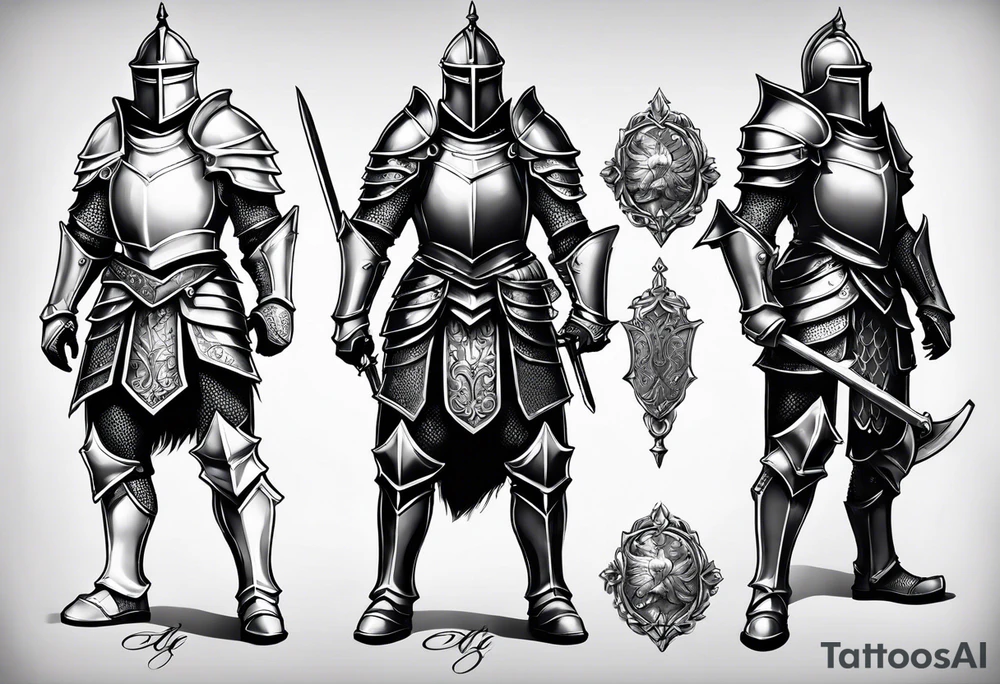 knight in armor full body tattoo idea