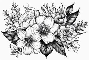 beautiful flowers with leaf tattoo idea