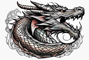 dragon with black background tattoo idea