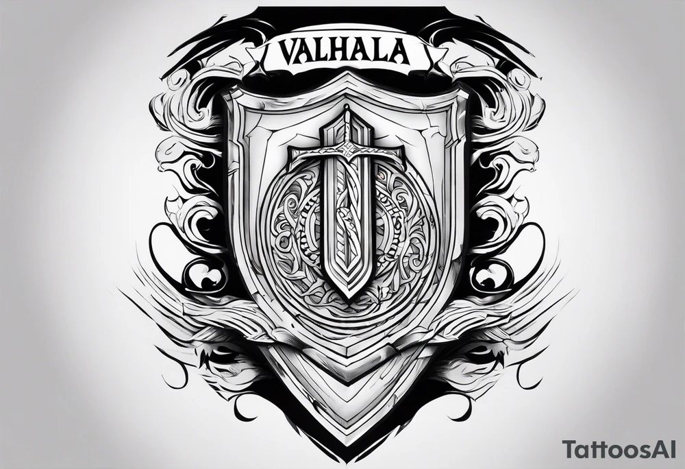 Valhalla shield  steps sword tattoo idea