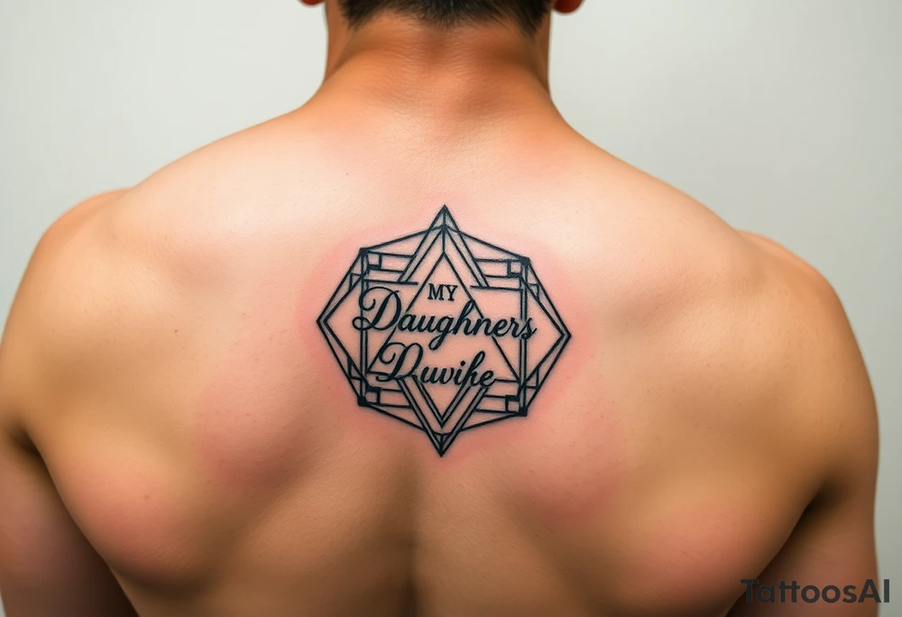 I want a tattoo for located on my left pectorial muscle that symbolizes the fact that I have a stent in how important my wife and two kids are to me. I want the geometric design to resemble a stent with the names of my two daughters and wife interconnectedly tattoo idea