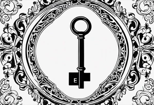 Simple vintage key for him, incorporate the letter a tattoo idea