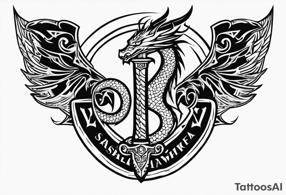 Valhalla fire sword shield dragon tattoo idea
