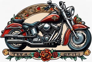 Traditional style incorporating world travel, Texas, Colorado and motorcycles tattoo idea