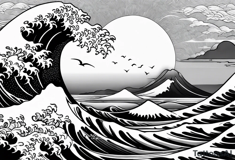 japanese waves tattoo idea