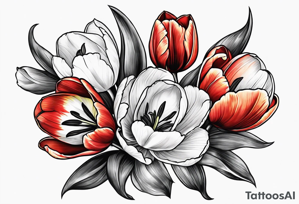 Tulips on finger tattoo idea