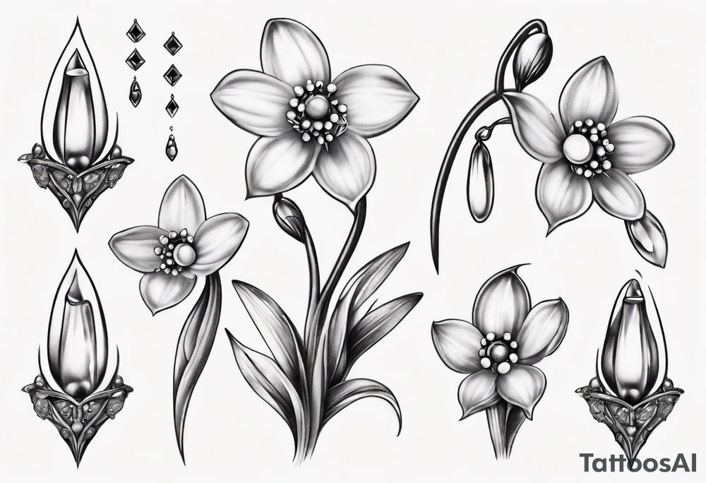 Snowdrop with jewels tattoo idea