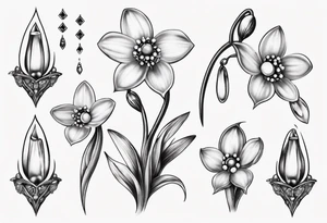 Snowdrop with jewels tattoo idea