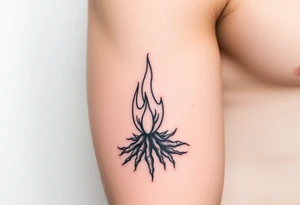 a flame in a roots form tattoo idea