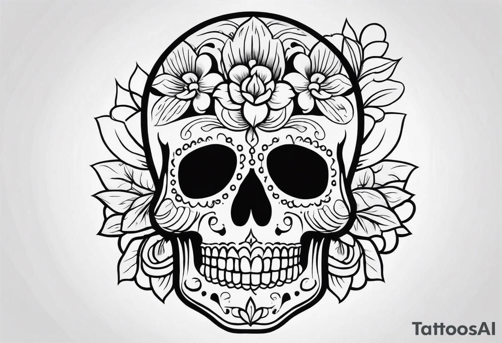 Day of dead skull with no flowers tattoo idea