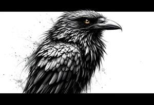 upright dark realistic raven tattoo idea