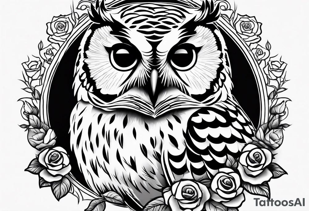 Barred owl with a rose tattoo idea