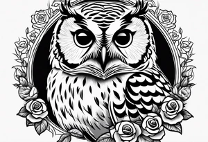 Barred owl with a rose tattoo idea