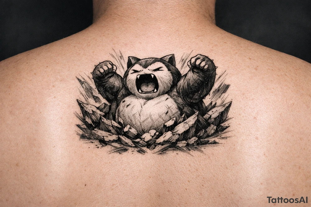 Powerful Snorlax waking up tattoo idea