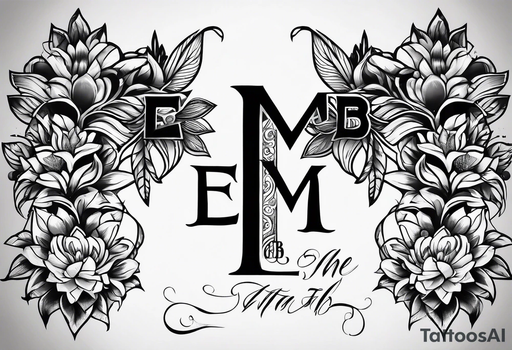 Sibling tattoo with the letters E M B tattoo idea