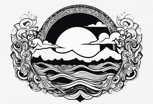 Sun and waves symbols tattoo idea