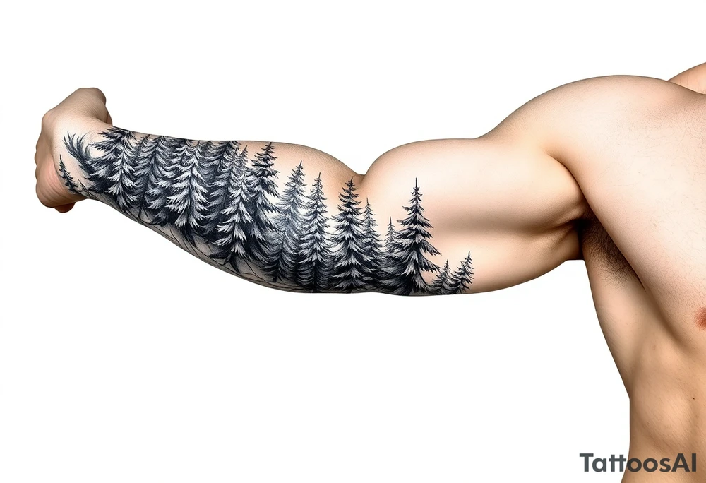 Coniferous forest forearm tattoo sleeve tattoo idea