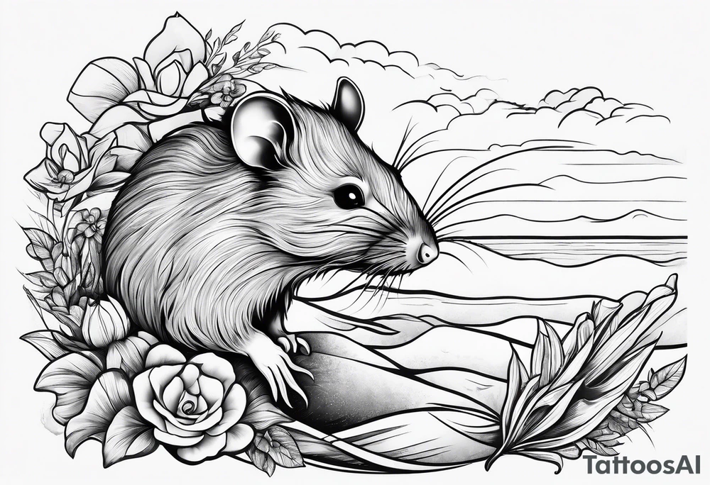 Rat without Flowers on beach tattoo idea