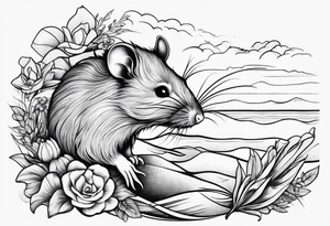 Rat without Flowers on beach tattoo idea