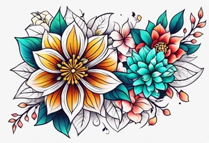 Geometric pattern flowers tattoo idea