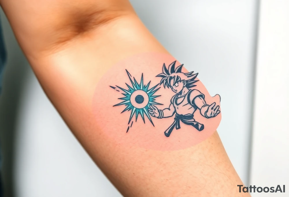 legendary dragonball z scene with energy aura and power effects tattoo idea