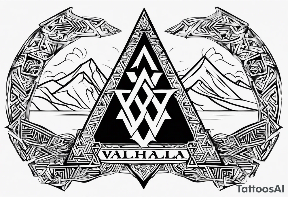 Valhalla 
valknut sword axe tattoo idea