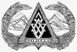 Valhalla 
valknut sword axe tattoo idea
