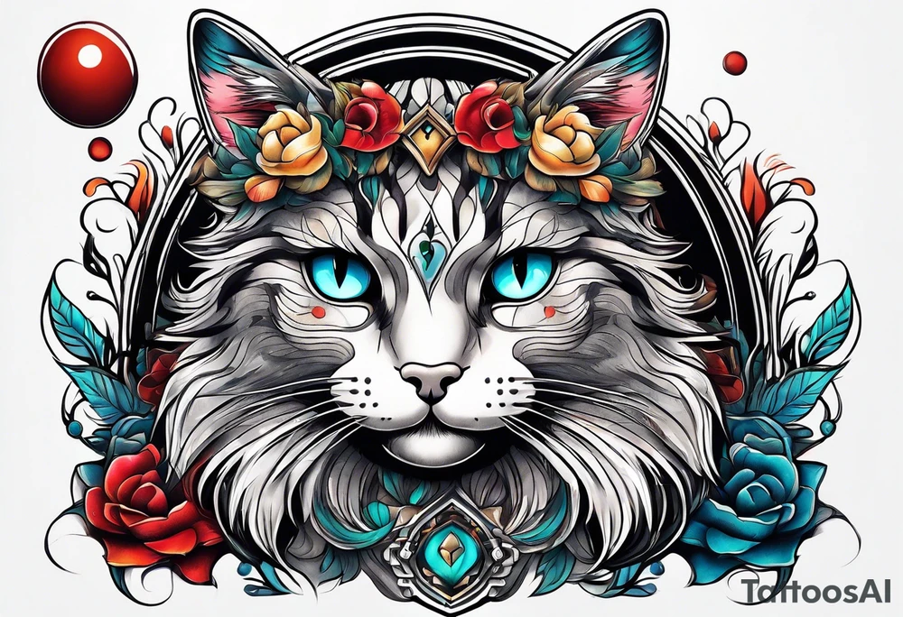 Cat with hair spots tattoo idea