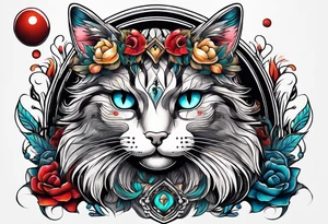 Cat with hair spots tattoo idea