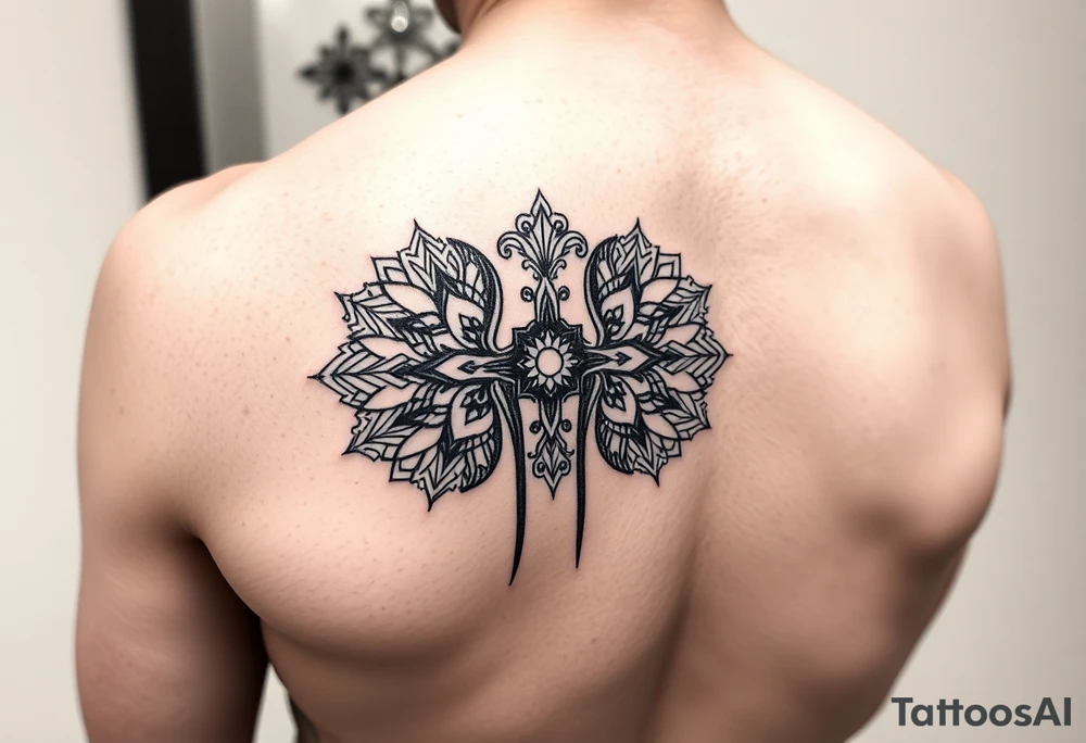 Half arm sleeve - single kidney made of two mandala / geometric designa tattoo idea