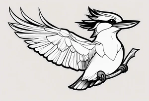 flying kookaburra with a snake in its beak tattoo idea