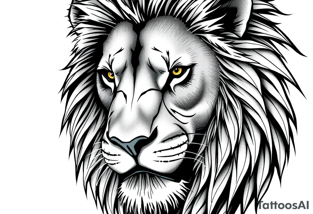powerful majestic lion, close-up tattoo idea