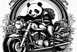 panda riding a motorcycle tattoo idea