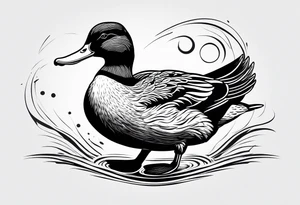 Mallard Duck with a wand and a wizard hat tattoo idea