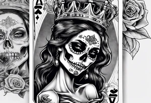 santa la muerta with money and crown
on the card tattoo idea