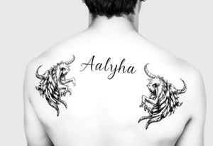 name is Aalyha, zodiac aquarius, white an black realistic thug tattoo idea