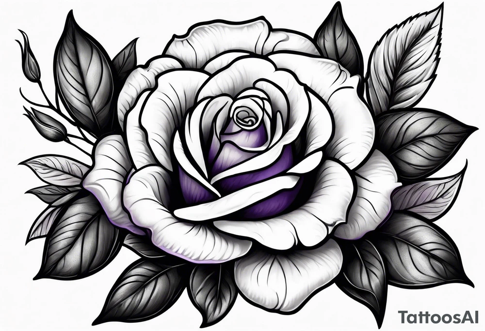 violet with greenery and a rose tattoo idea