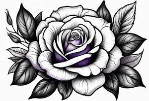 violet with greenery and a rose tattoo idea