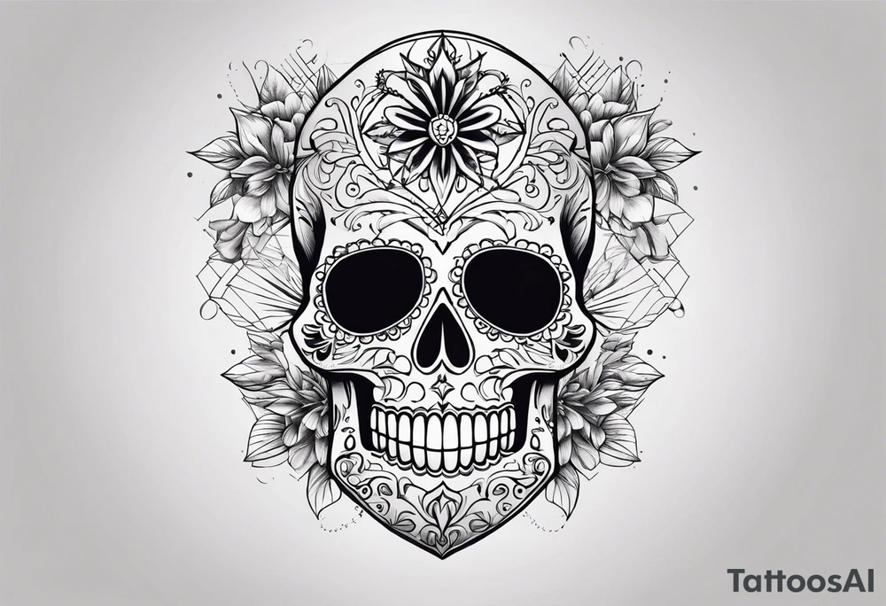 Manly sugar skull with bones tattoo idea