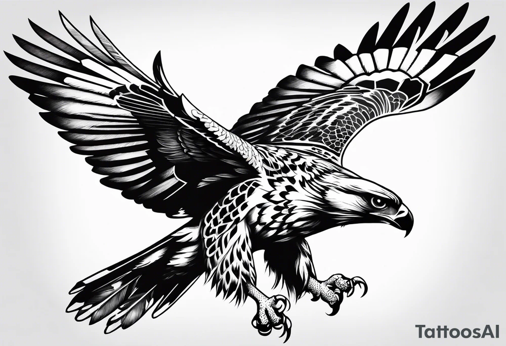 Flying Hawk tatto for hand tattoo idea