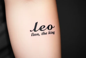 Fancy style "leo" fir lion the king birth
 sign tattoo idea