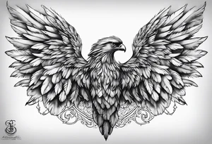 Detailed feathered angel tattoo idea