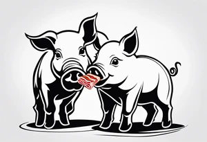 pigs  eating bacon tattoo idea