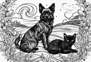 Dog cat tattoo idea